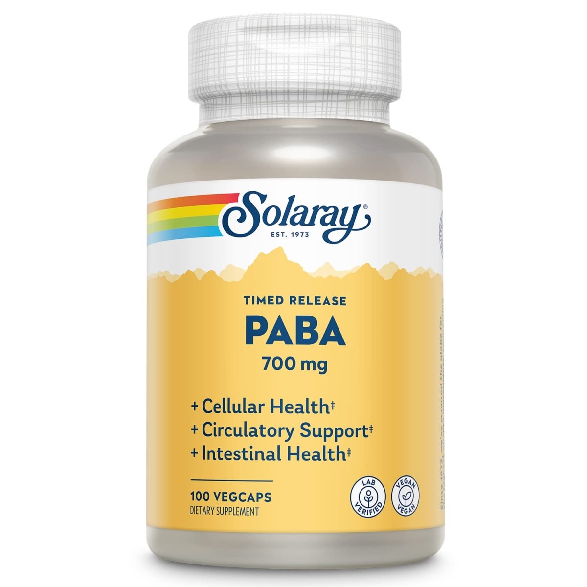 SOLARAY Paba TSTR Vitamin Capsules - 700 mg | 100 Count