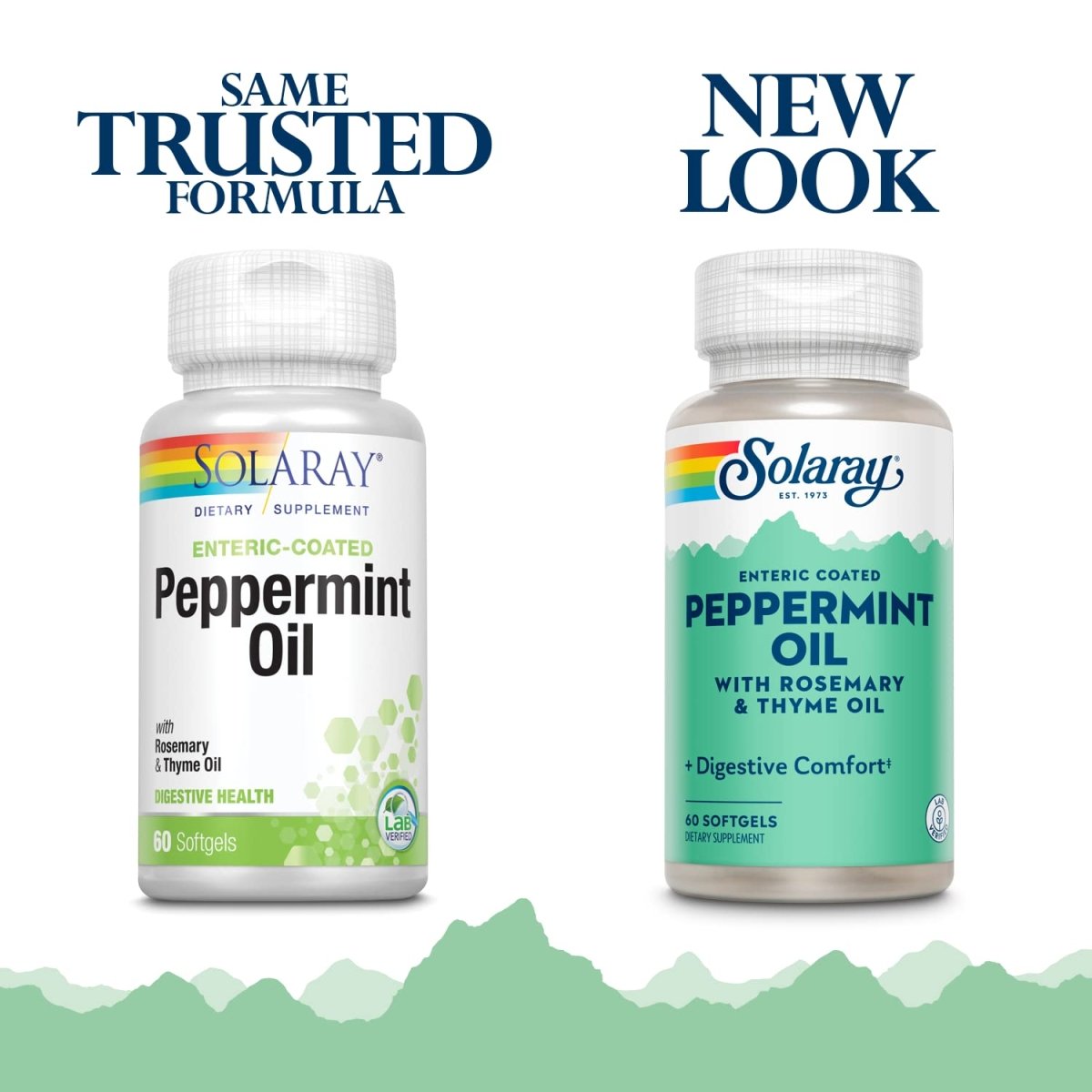 Solaray Peppermint Oil Enteric Coated w/Rosemary & Thyme Oil | Healthy, Soothing Digestion Support | 60 Softgels