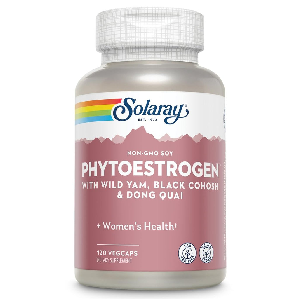 Solaray PhytoEstrogen Menopause Support | Wild Yam, Black Cohosh & Dong Quai for Womens Health (30 Serv, 120 VegCaps)
