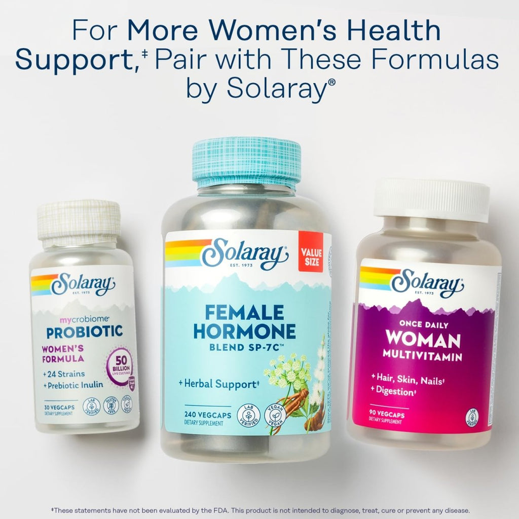 Solaray PhytoEstrogen Menopause Support | Wild Yam, Black Cohosh & Dong Quai for Womens Health (30 Serv, 120 VegCaps)