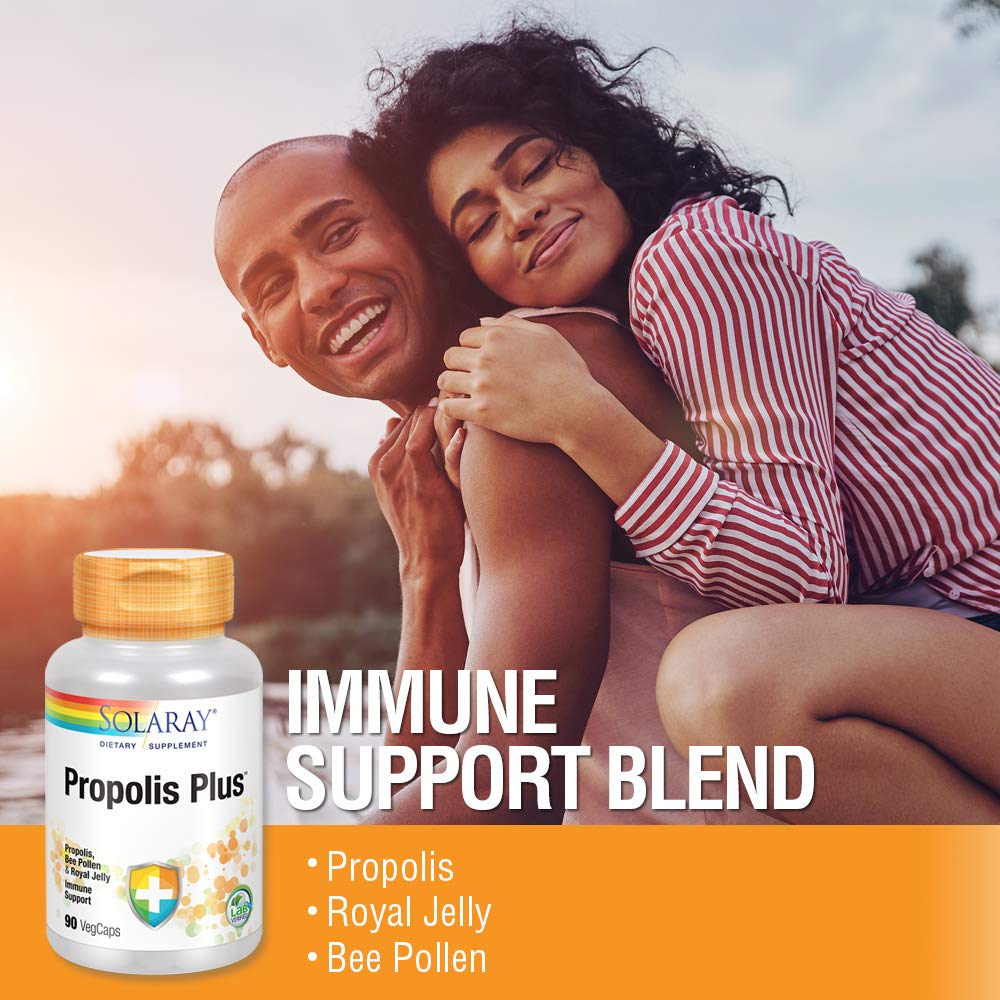 SOLARAY Propolis Plus | Healthy Immune System Support with Propolis, Bee Pollen & Royal Jelly | 90 VegCaps