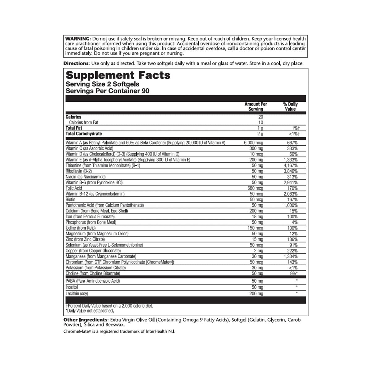 Solaray Provide Multivitamin - Comprehensive Daily Nutrition in Convenient Two Daily Capsules - 180 Count