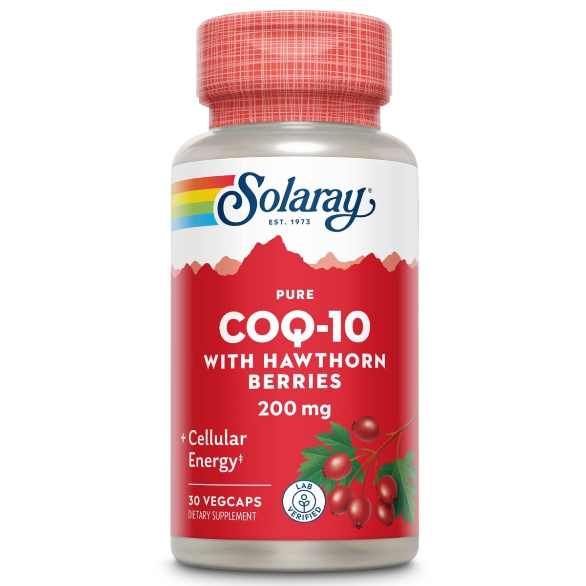 SOLARAY Pure CoQ-10 200 mg | Healthy Heart Function & Cellular Energy Support | Enhanced with Herb Blend | 30 VegCaps   26169