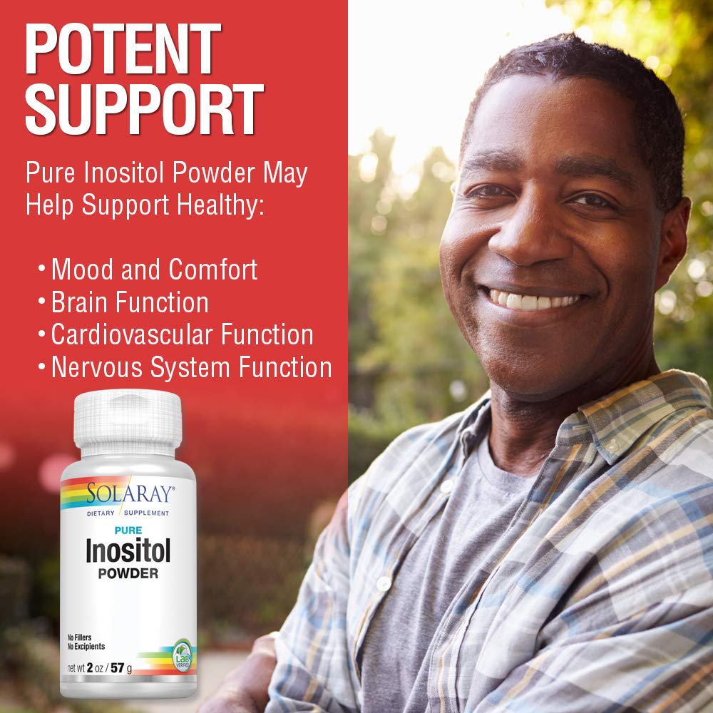 SOLARAY Pure Inositol Powder | May Help Support Healthy Brain, Cardiovascular, Nervous System Function and Mood | Non-GMO, Vegan (2oz, 81 Serv.)