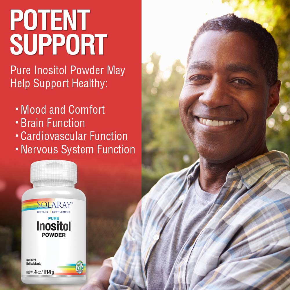 SOLARAY Pure Inositol Powder | May Help Support Healthy Brain, Cardiovascular, Nervous System Function and Mood | Non-GMO, Vegan (4oz, 162 Serv.)