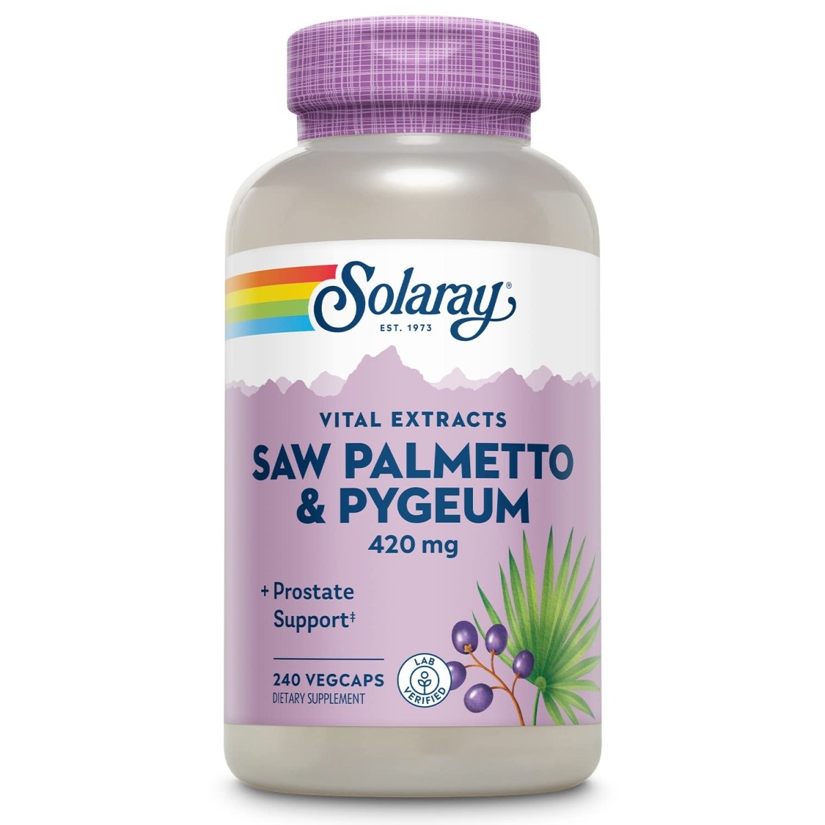 Solaray Pygeum and Saw Palmetto Berry Extracts - Men's Health & Prostate Function Support - 240 VegCaps