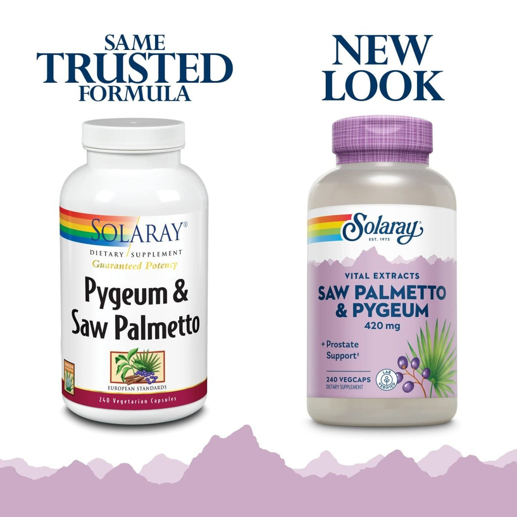 Solaray Pygeum and Saw Palmetto Berry Extracts - Men's Health & Prostate Function Support - 240 VegCaps
