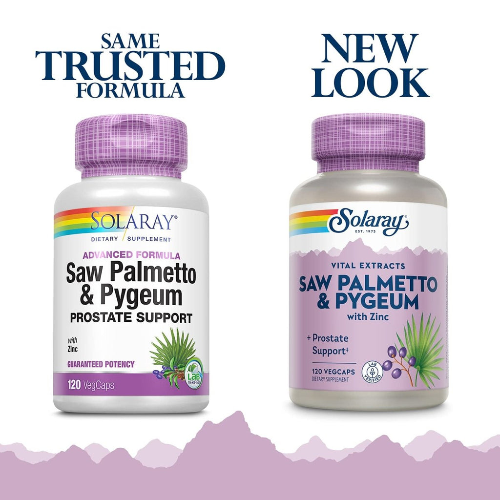 SOLARAY Pygeum and Saw Palmetto Berry Extracts, Mens Health & Prostate Function Support, Zinc, B-6, Pumpkin Seed & Amino Acids 240 VegCaps (120 VegCaps)