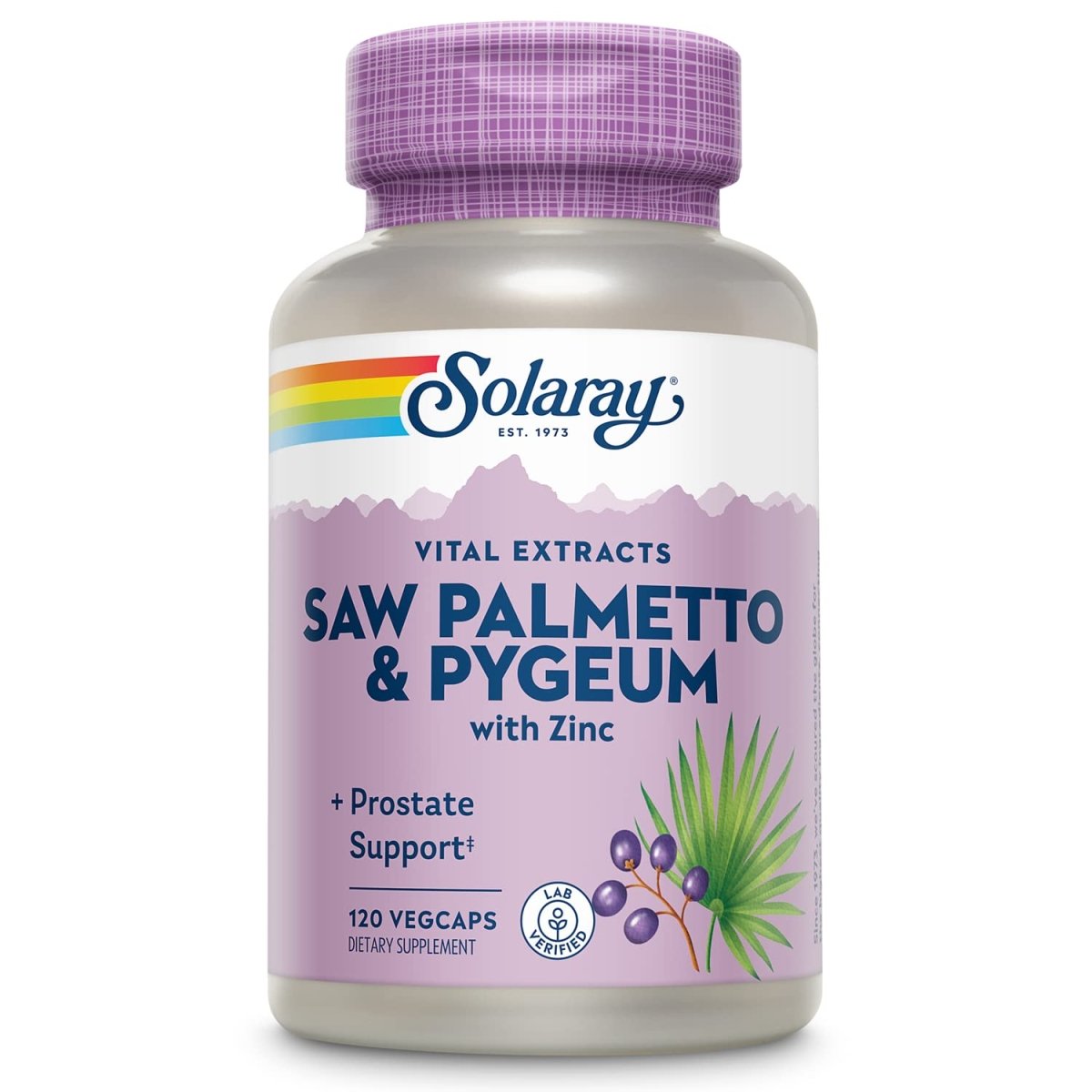 SOLARAY Pygeum and Saw Palmetto Berry Extracts, Mens Health & Prostate Function Support, Zinc, B-6, Pumpkin Seed & Amino Acids 240 VegCaps (120 VegCaps)
