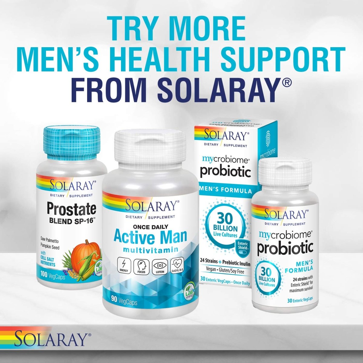 SOLARAY Pygeum and Saw Palmetto Berry Extracts, Mens Health & Prostate Function Support, Zinc, B-6, Pumpkin Seed & Amino Acids 240 VegCaps (120 VegCaps)