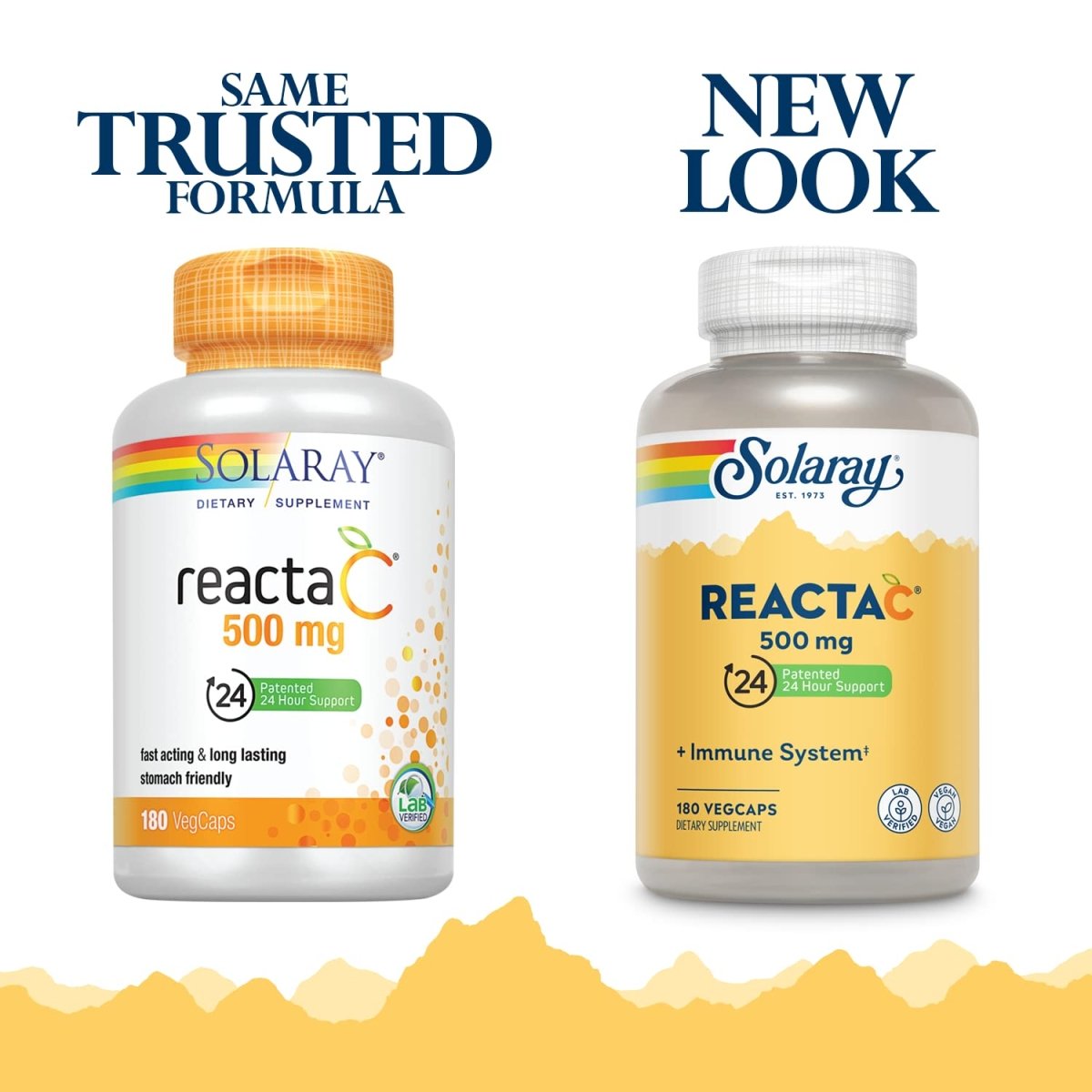 SOLARAY Reacta C with Bioflav Vitamin Capsules, 500 mg 180 Count