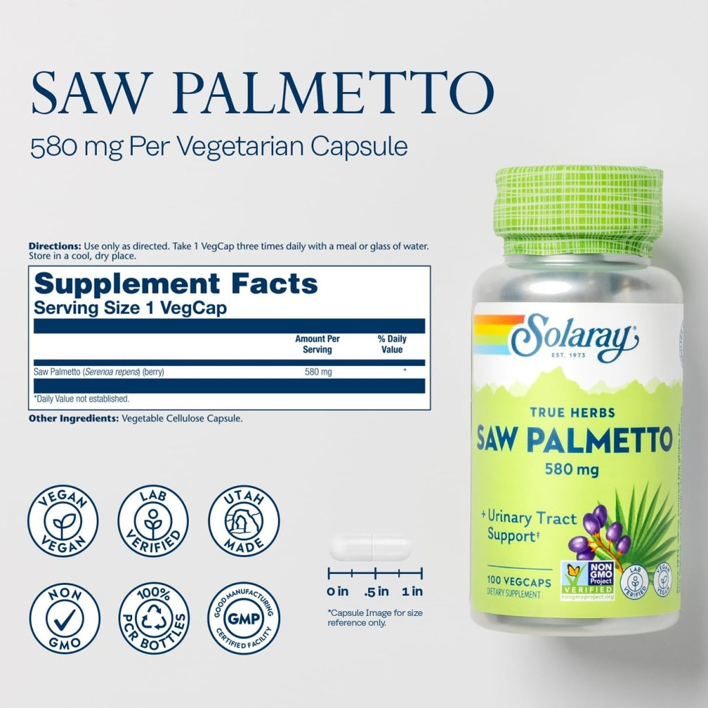 Solaray Saw Palmetto 580mg 100 Vcaps  1550