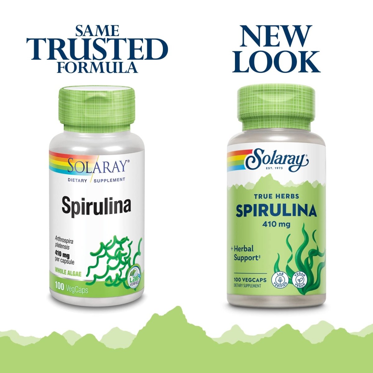 SOLARAY Spirulina 410mg | Algae Superfood Supports Energy, Vitality & Overall Health | 100ct, 100 Serv.