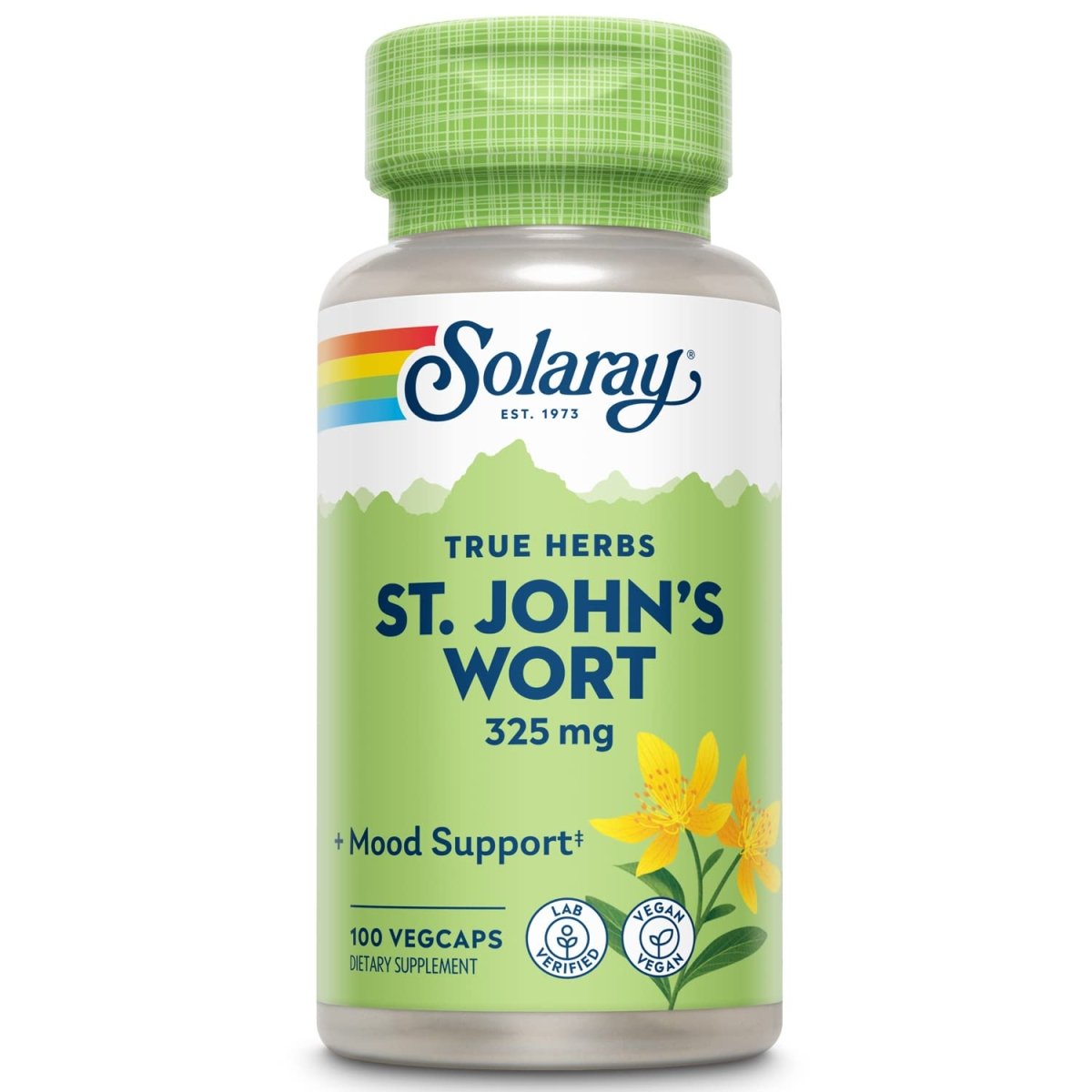SOLARAY St Johns Wort 325mg Whole Aerial | Mood & Brain Health Support | Non-GMO, Vegan Lab Verified (100 CT)