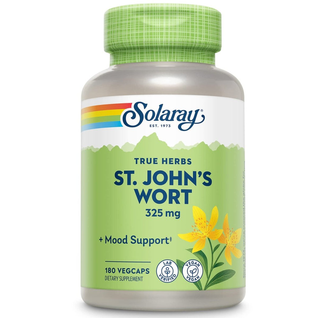 SOLARAY St Johns Wort 325mg Whole Aerial | Mood & Brain Health Support | Non-GMO, Vegan Lab Verified (180 CT)