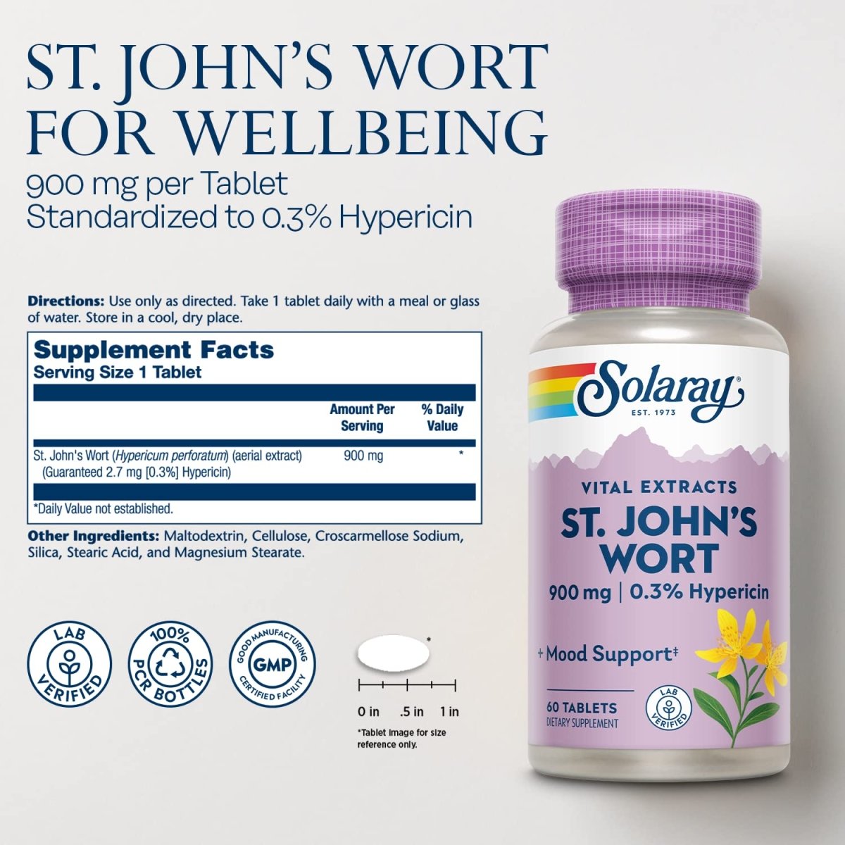 Solaray St. John's Wort Aerial Extract One Daily - 60 Tablets