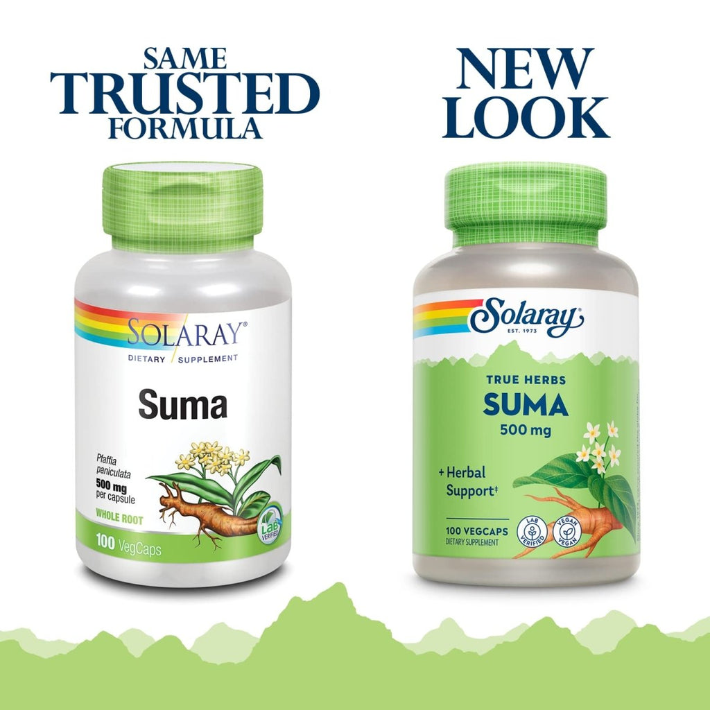 SOLARAY Suma Root 500mg | Adaptogenic Herb for Healthy Stress & Immune Function Support | Naturally Plant Sterols | Non-GMO & Vegan | 100 VegCaps