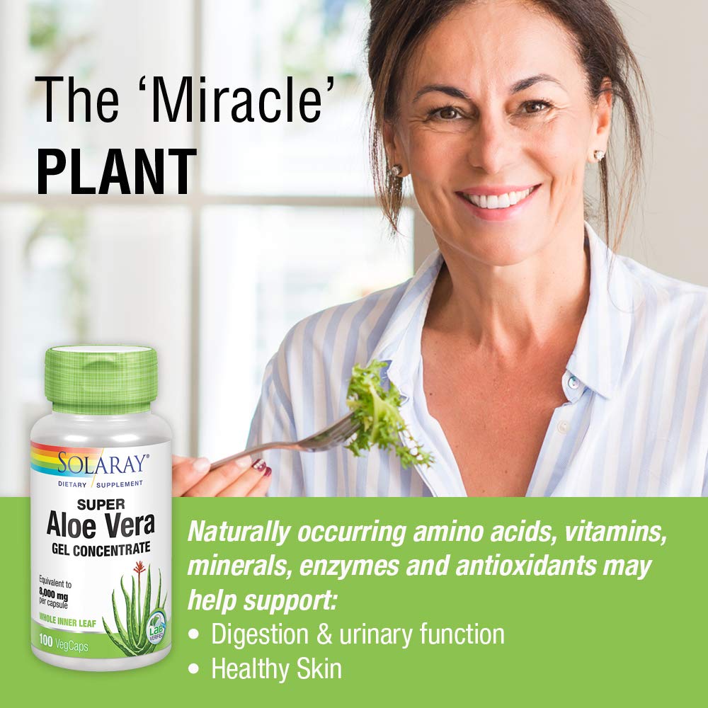 SOLARAY Super Aloe Vera Gel - 8000mg - 100 Capsules