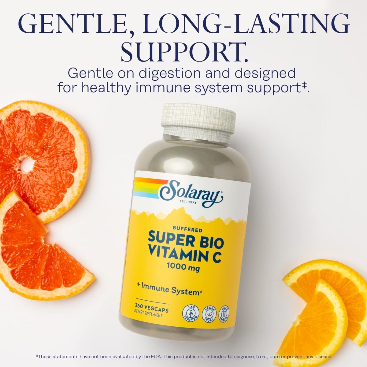 SOLARAY Super Bio C Buffered Vitamin C w/Bioflavonoids, Timed-Release Formula for All-Day Immune Support, Gentle Digestion, 1000mg, 360 Ct.