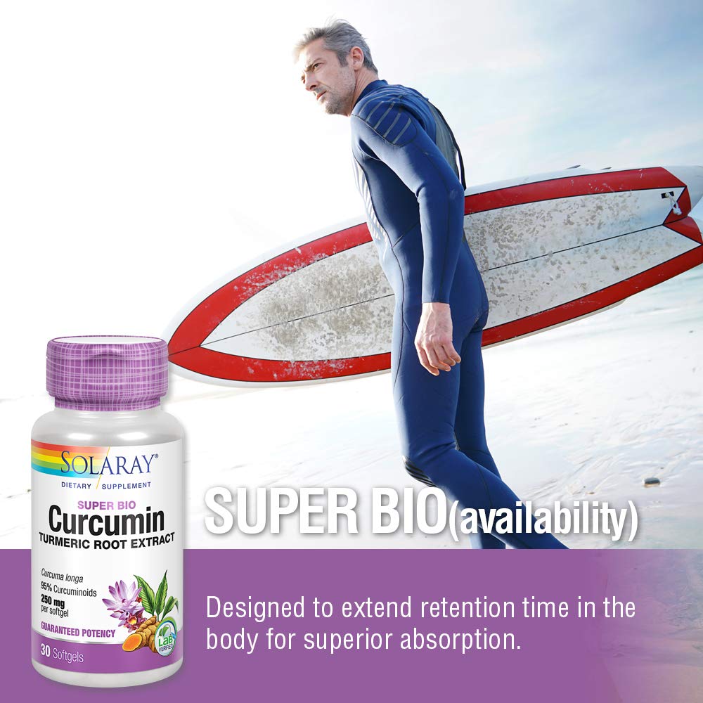 SOLARAY Super Bio Curcumin 250mg | Turmeric Root Extract, 95% Curcuminoids | Healthy Joint Support & More | 30 Softgels