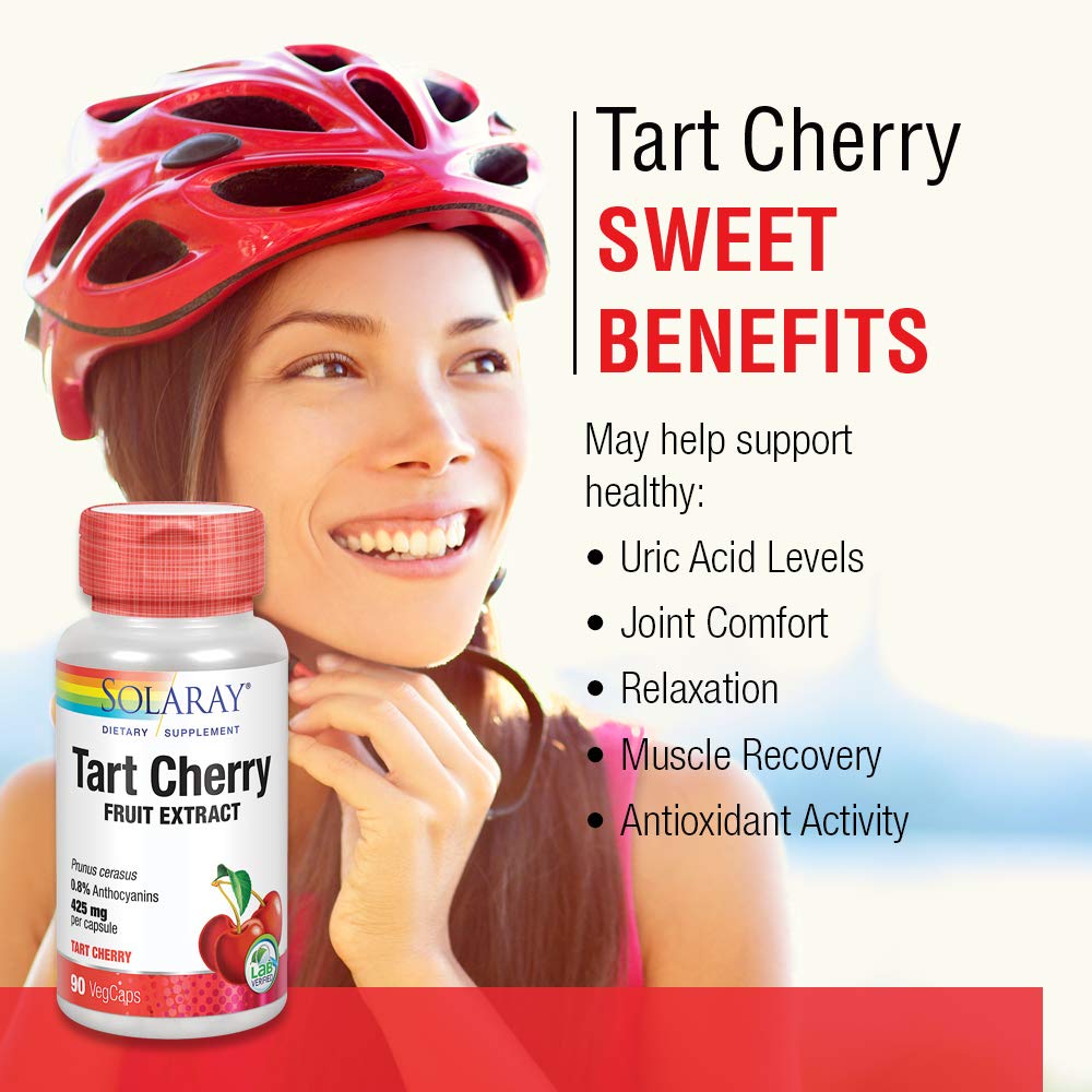 SOLARAY Tart Cherry Fruit Extract 425mg | Supports Healthy Uric Acid Levels w/Antioxidants & Anthocyanins | Non-GMO & Vegan | 90 VegCaps