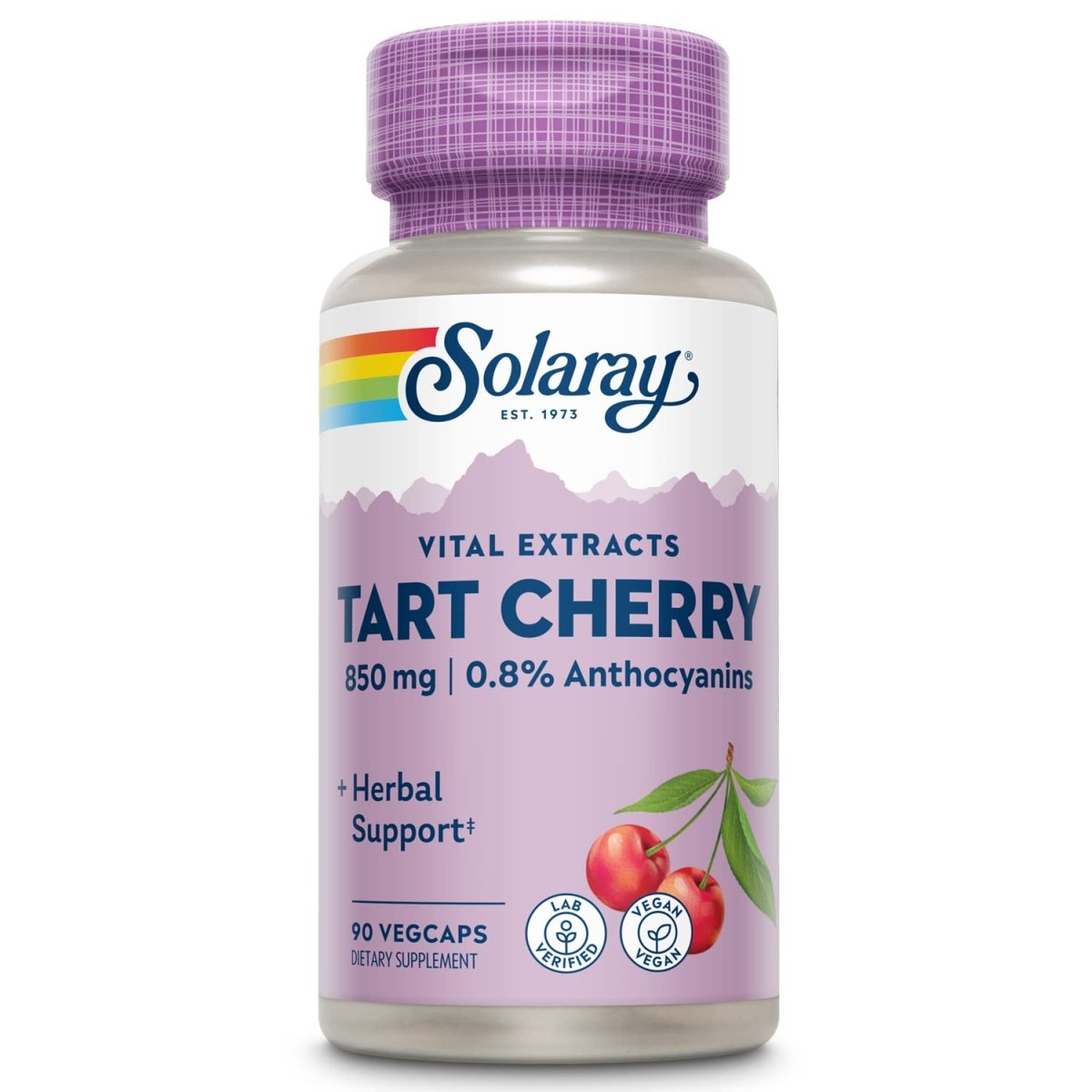 SOLARAY Tart Cherry Fruit Extract 425mg | Supports Healthy Uric Acid Levels w/Antioxidants & Anthocyanins | Non-GMO & Vegan | 90 VegCaps