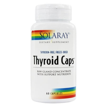 Solaray Thyroid Caps Raw Gland Concentrate, Freeze Dried  Healthy Thyroid Support  Thyroxin Free  60ct