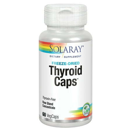 Solaray Thyroid Caps Raw Gland Concentrate, Freeze Dried  Healthy Thyroid Support  Thyroxin Free  60ct