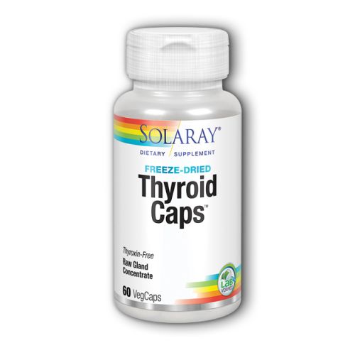 Solaray Thyroid Caps Raw Gland Concentrate, Freeze Dried  Healthy Thyroid Support  Thyroxin Free  60ct