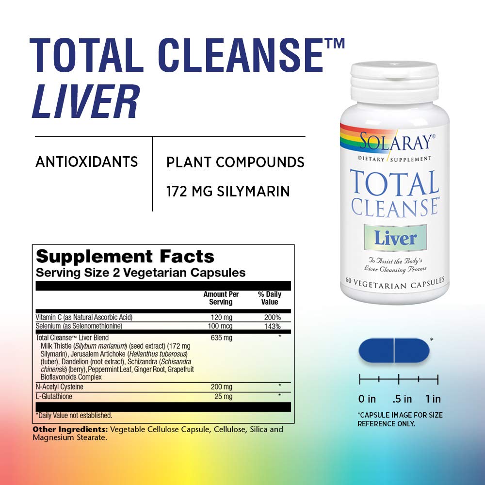 SOLARAY Total Cleanse Liver - Milk Thistle, Dandelion & More for Healthy Cleansing Support - 60 Count (Pack of 1)