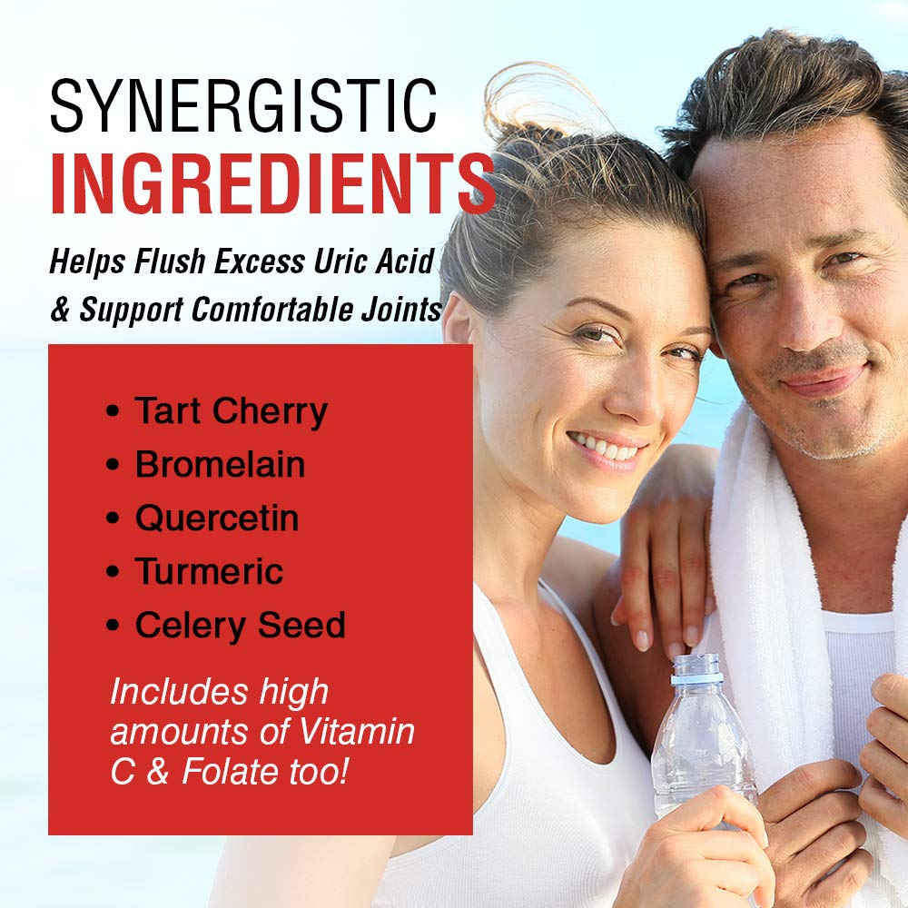 Solaray Total Cleanse Uric Acid, Tart Cherry, Bromelain, Quercetin and More, Joint Comfort Support, Vegan, 60 Caps