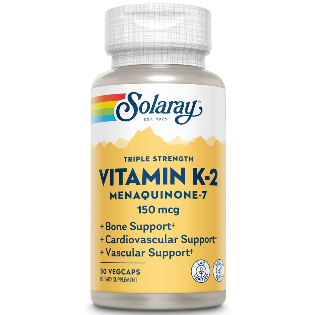 SOLARAY Triple Strength Vitamin K-2 as MK-7, 150 mcg | Heart & Bone Health, Vascular Function Support | 30ct
