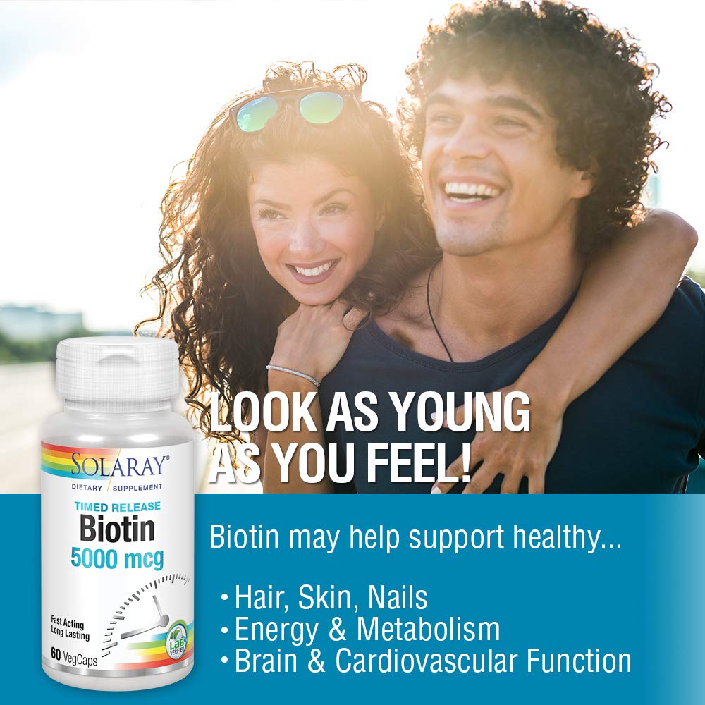 SOLARAY Two Stage, Timed Release Biotin 5000mcg 60 VegCap