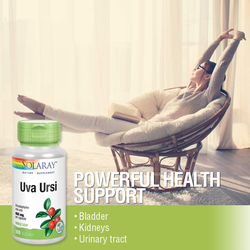 SOLARAY Uva Ursi Leaf 460 mg | Healthy Bladder, Kidney & Urinary Tract Function Support | Non-GMO | 100ct (Take 3 Daily)