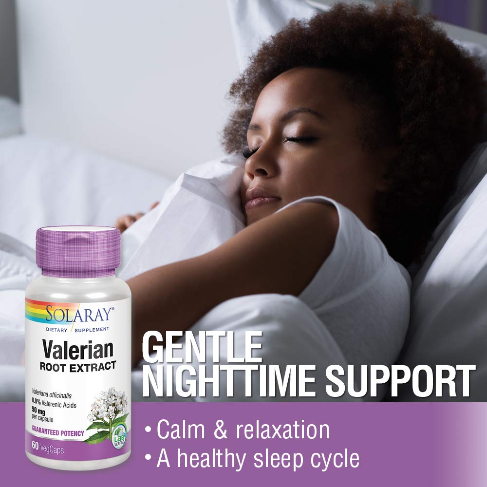 SOLARAY Valerian Root Extract 50 mg | Relaxation Support for a Healthy Sleep Cycle | 0.8% Valerenic Acids | 60 CT