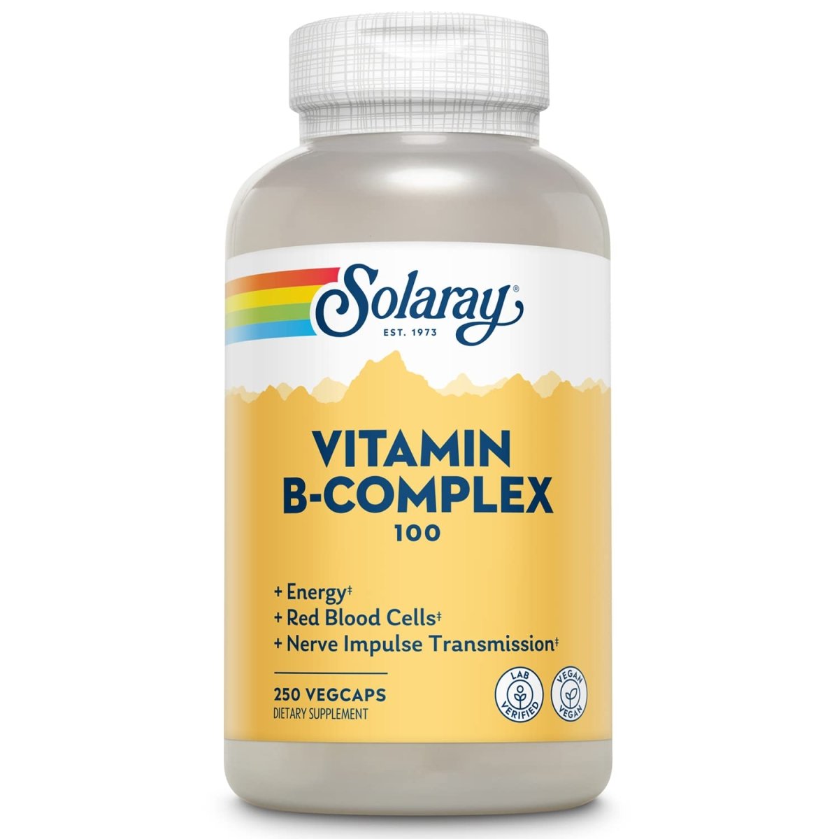 Solaray Vitamin B Complex 100 mg - Comprehensive B Vitamins for Healthy Energy and Vitality - 250 VegCaps