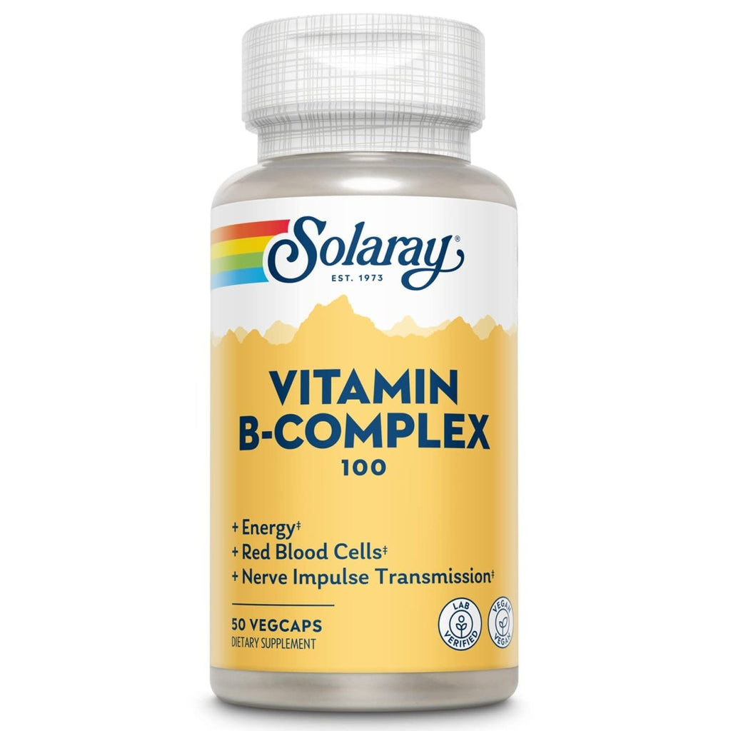 Solaray Vitamin B-Complex 100 mg - Healthy Energy, Blood Cell Formation & Nerve Impulse Transmission Support - 100 VegCaps (50 Count)