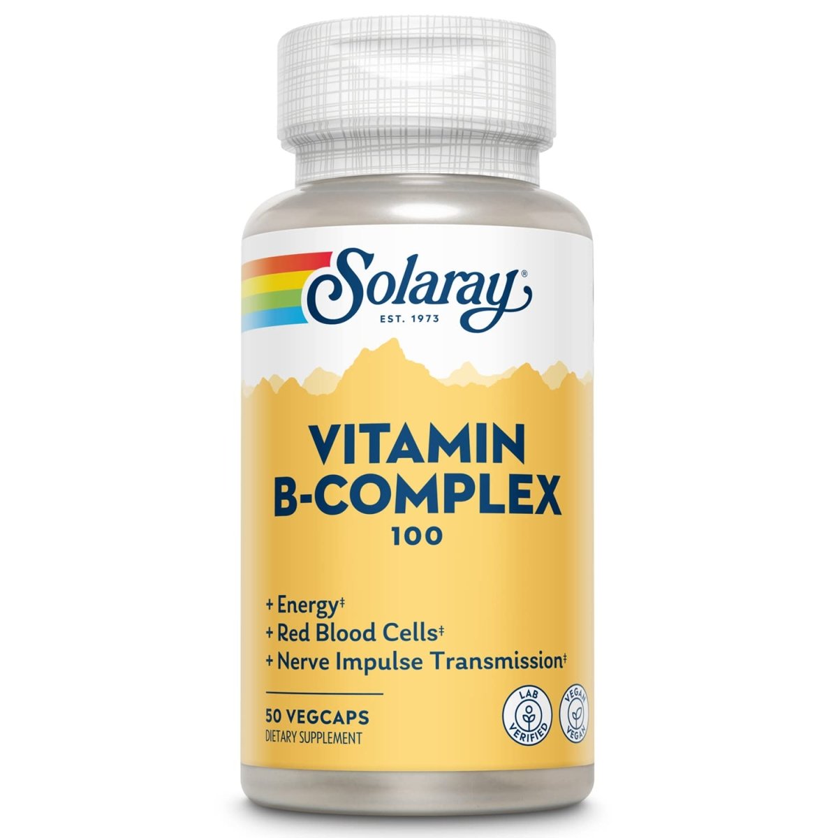 Solaray Vitamin B-Complex 100 mg - Healthy Energy, Blood Cell Formation & Nerve Impulse Transmission Support - 100 VegCaps (50 Count)