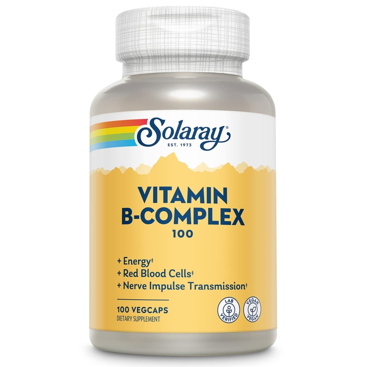 SOLARAY Vitamin B-Complex 100 mg - Vital Support for Energy, Blood Cells & Nerves - 100 VegCaps (100 Count)