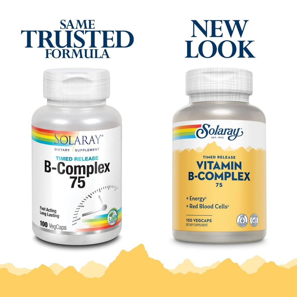 SOLARAY Vitamin B-Complex 75mg | Timed-Release for Extended Availability | Healthy Energy,?Red Blood Cells | 100 VegCaps
