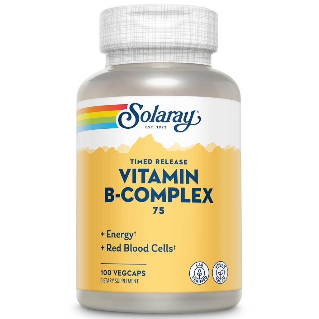 SOLARAY Vitamin B-Complex 75mg | Timed-Release for Extended Availability | Healthy Energy,?Red Blood Cells | 100 VegCaps