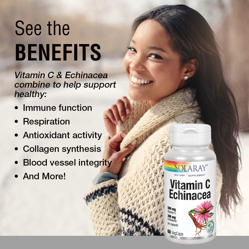Solaray Vitamin C & Echinacea Root 500mg 60 Vcaps