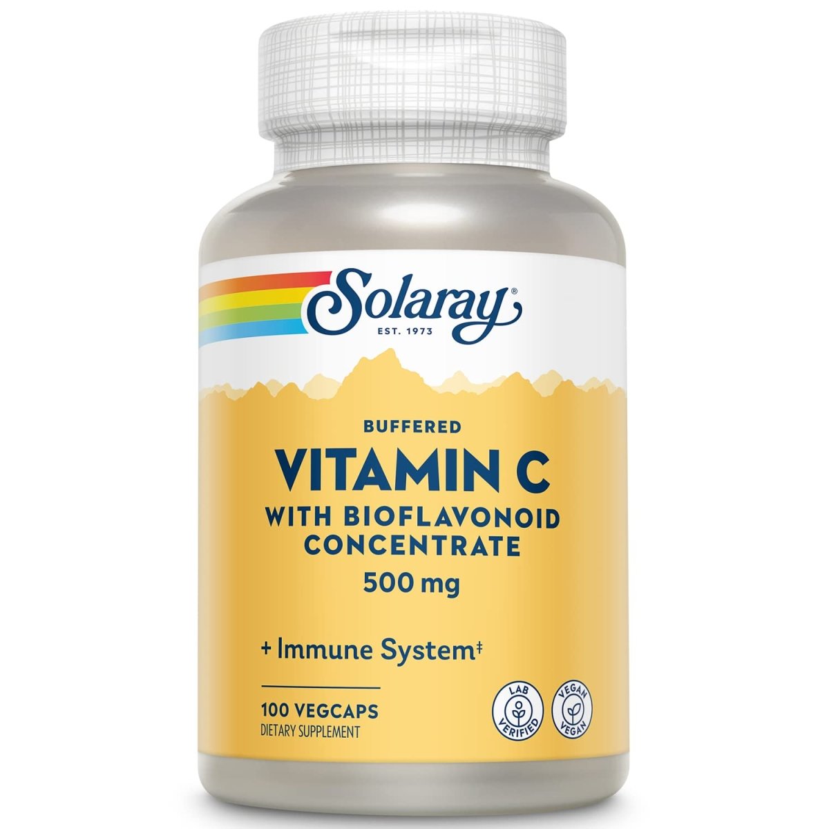 SOLARAY Vitamin C w/Bioflavonoid Complex 500mg | Buffered for Easy Digestion | Healthy Immune System, Collagen Synthesis & Antioxidant Support | 100 VegCaps