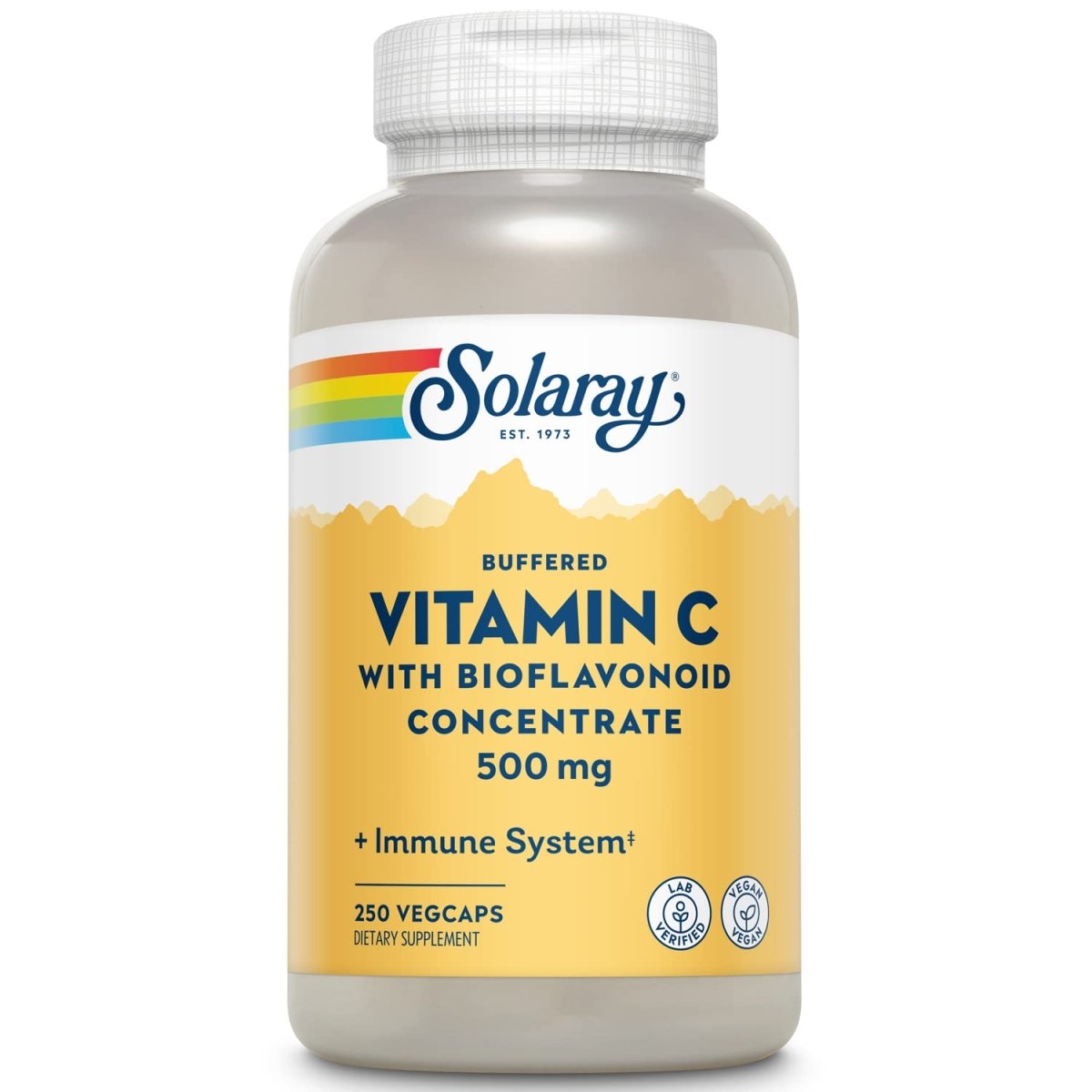 SOLARAY Vitamin C w/Bioflavonoid Complex 500mg Buffered for Easy Digestion Healthy Immune System, Collagen Synthesis & Antioxidant Support 250 VegCaps