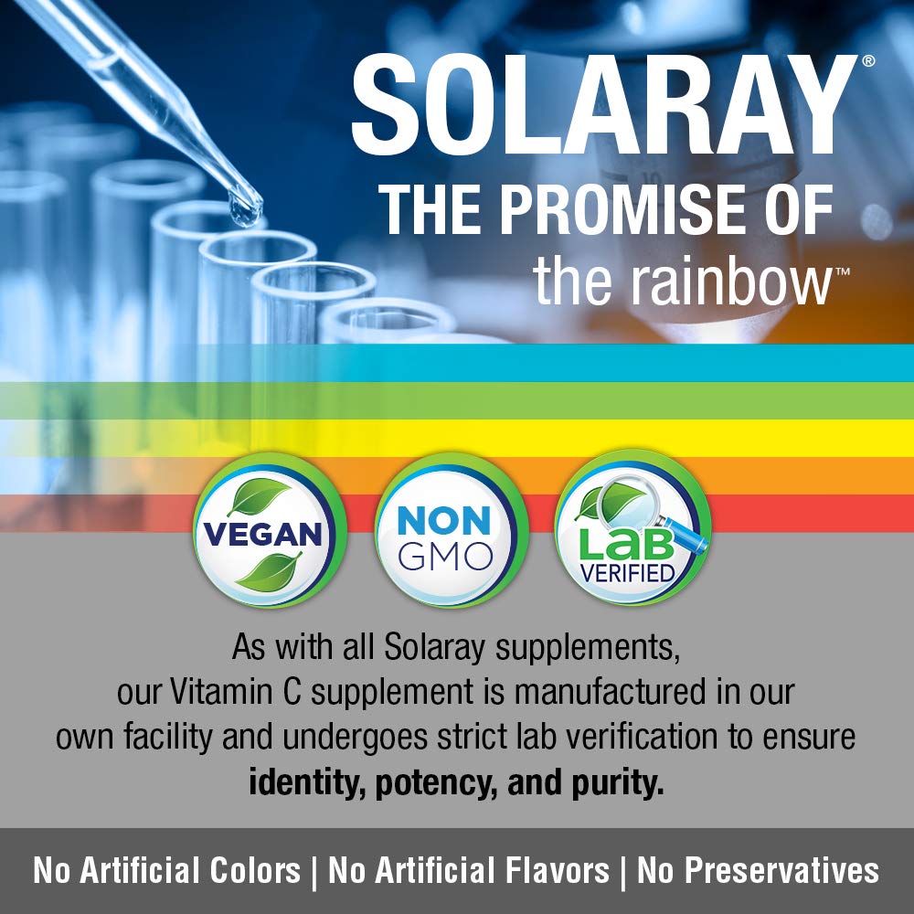SOLARAY Vitamin C w/Rose Hips & Acerola | 500mg | Two-Stage, Timed-Release Healthy Immune Function, Skin, Hair & Nails Support | Non-GMO | 250 CT