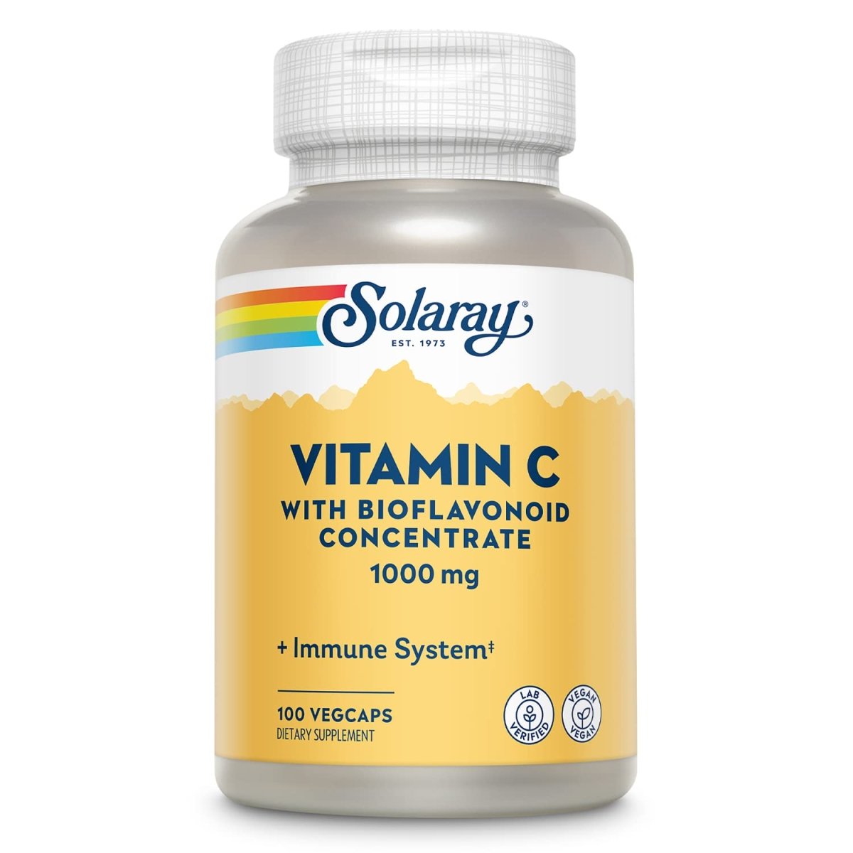 Solaray Vitamin C w/Rose Hips, Acerola & Bioflavonoids, 1000mg, Supports Immune Function & Healthier Skin, Hair, Nails Non-GMO, Vegan, 100 CT