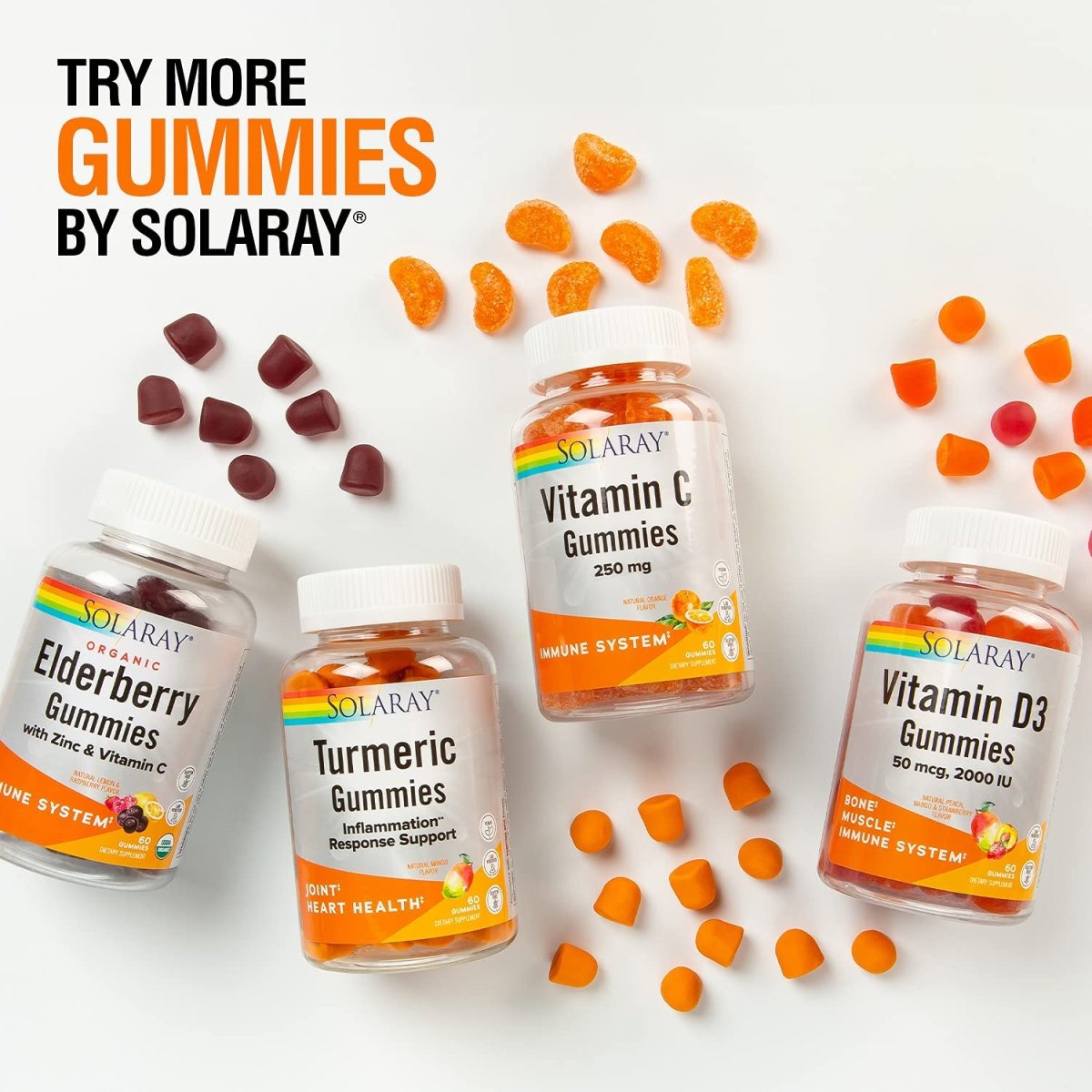 SOLARAY Vitamin D3 Gummies 50 mcg, 2000 IU | Healthy Bone, Muscle & Immune System Support | Gluten Free | 30 Serv, 60 Ct  67229