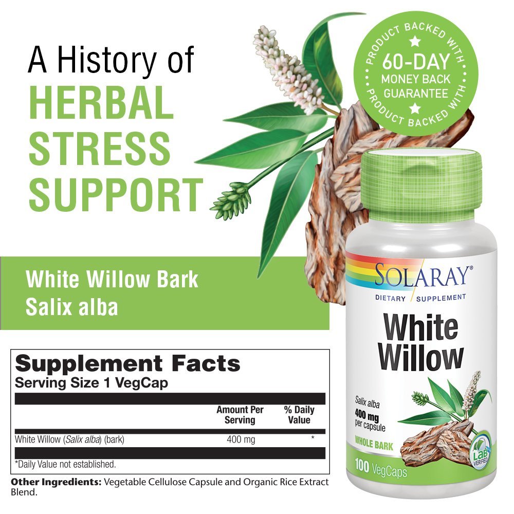 Solaray White Willow Bark 400mg - 100 Capsules   01660