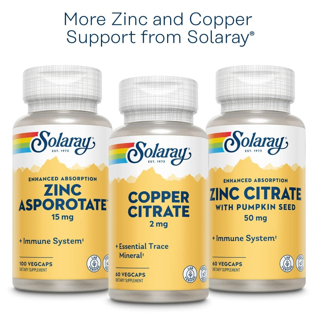 Solaray Zinc Copper Amino Acid Chelate - 100 VegCaps  47105