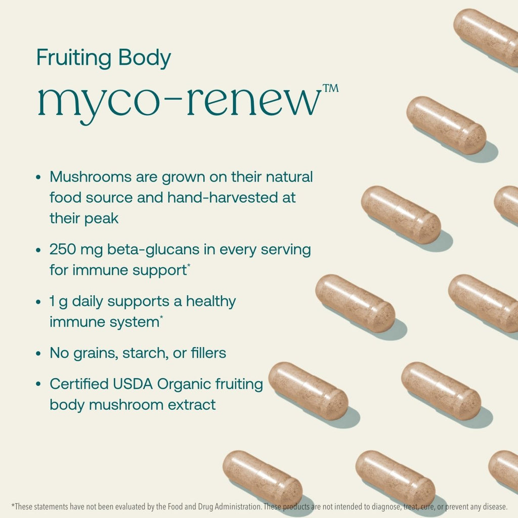 True Grace - Myco-Renew Fruiting Body Organic Mushroom Blend - 60 Vegan Capsules